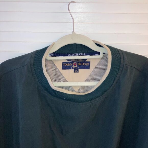 90s Vintage Tommy Hilfiger Windbreaker Golf Pullover, Dark Green - Men’s Size XL - Picture 3 of 5